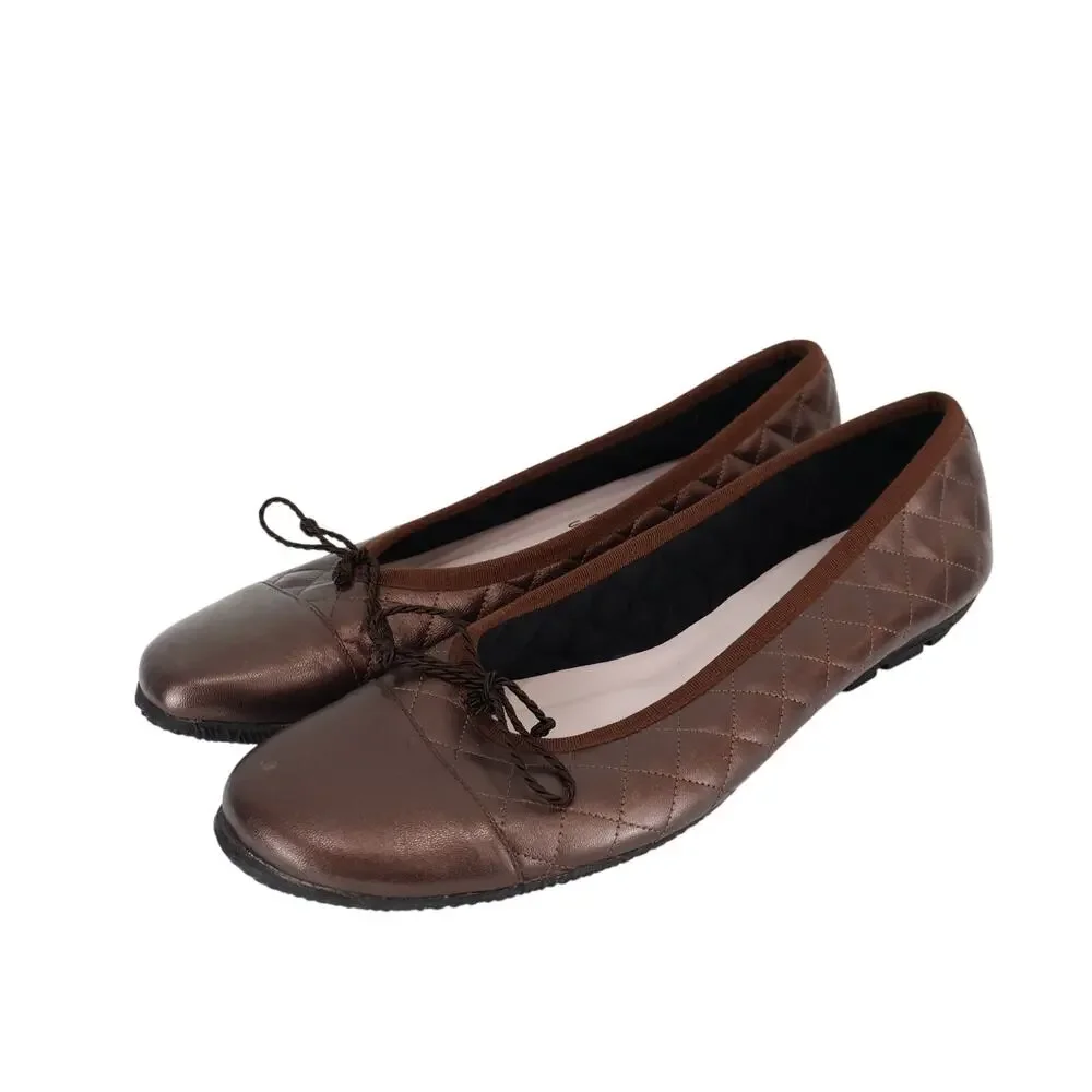 Paul Mayer Attitudes Quilted Metallic Brown Ballet Flats Size 9